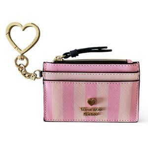 SOLD: Victoria’s Secret Signature Stripe Card Case w/ Heart Keychain 💗